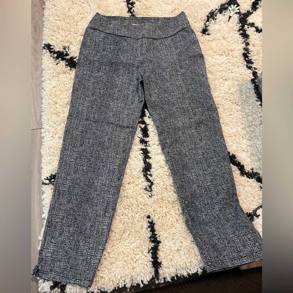 Gray Straight Leg Pants with Textured Fabric